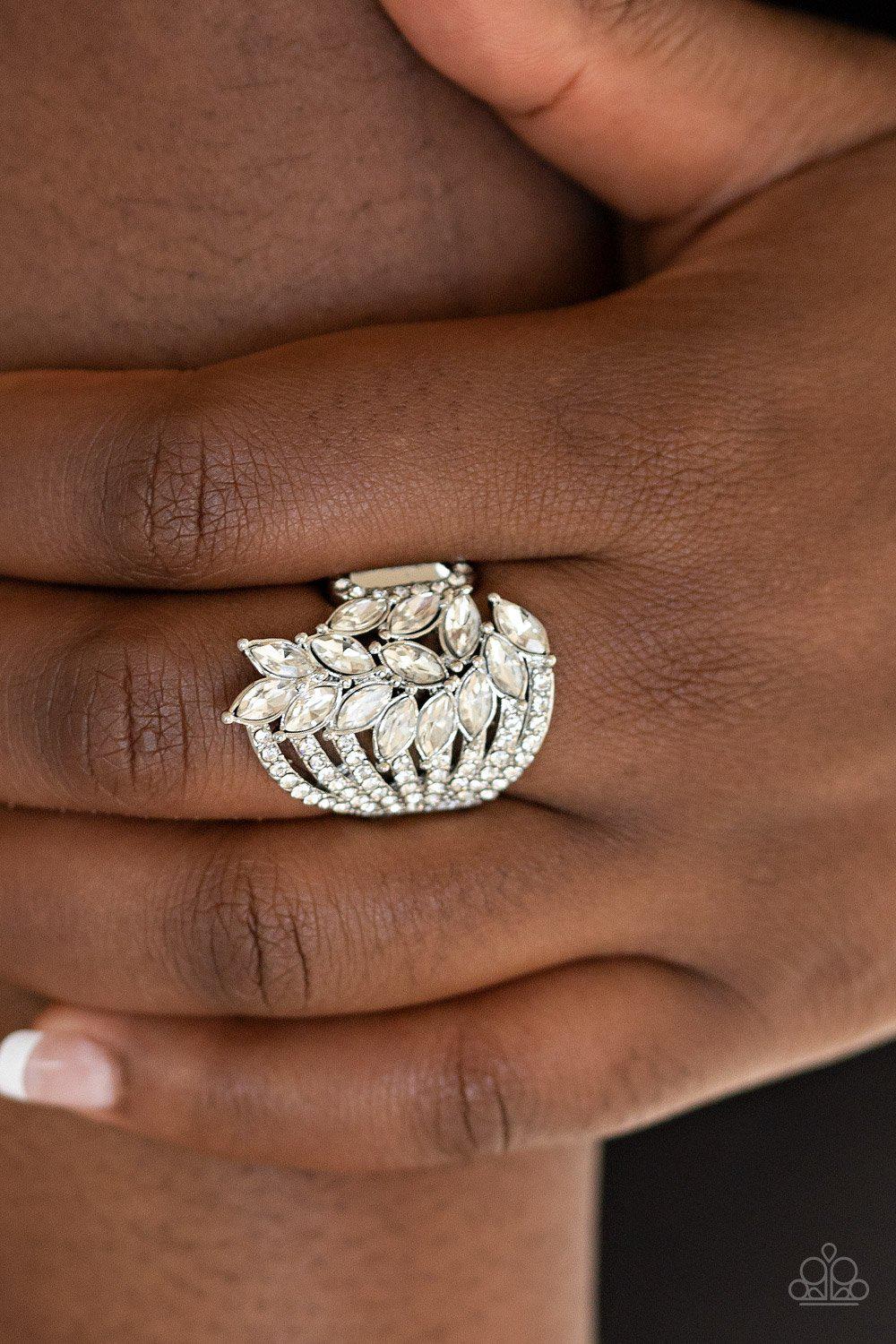 Clear-Cut Cascade - White Ring - Paparazzi - Dare2bdazzlin N Jewelry