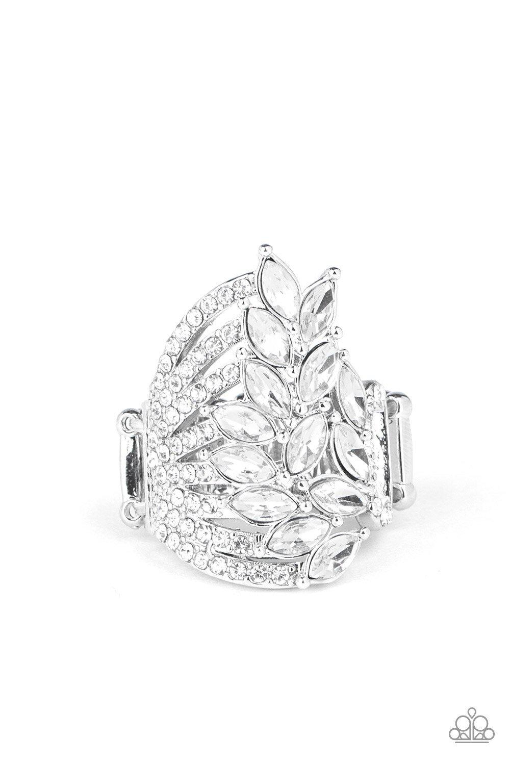 Clear-Cut Cascade - White Ring - Paparazzi - Dare2bdazzlin N Jewelry