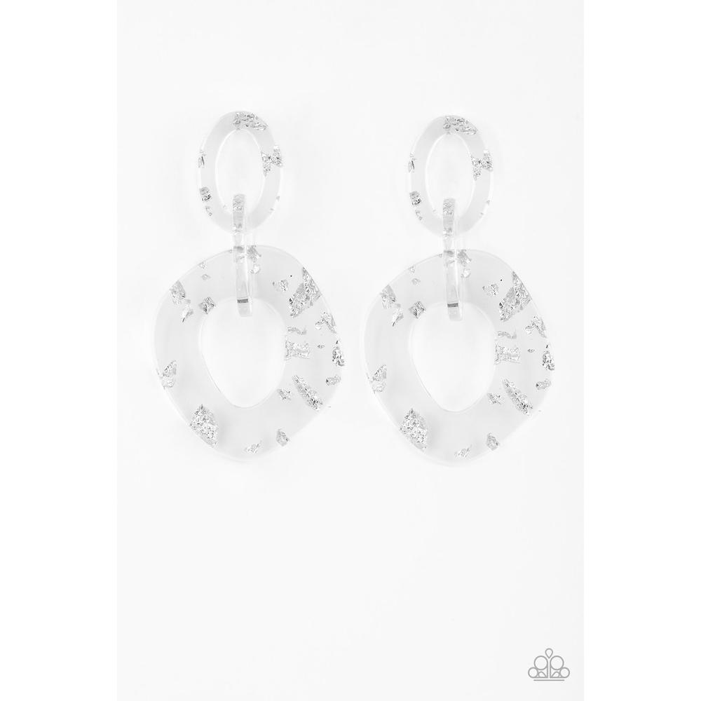Confetti Congo White Earrings - Paparazzi - Dare2bdazzlin N Jewelry