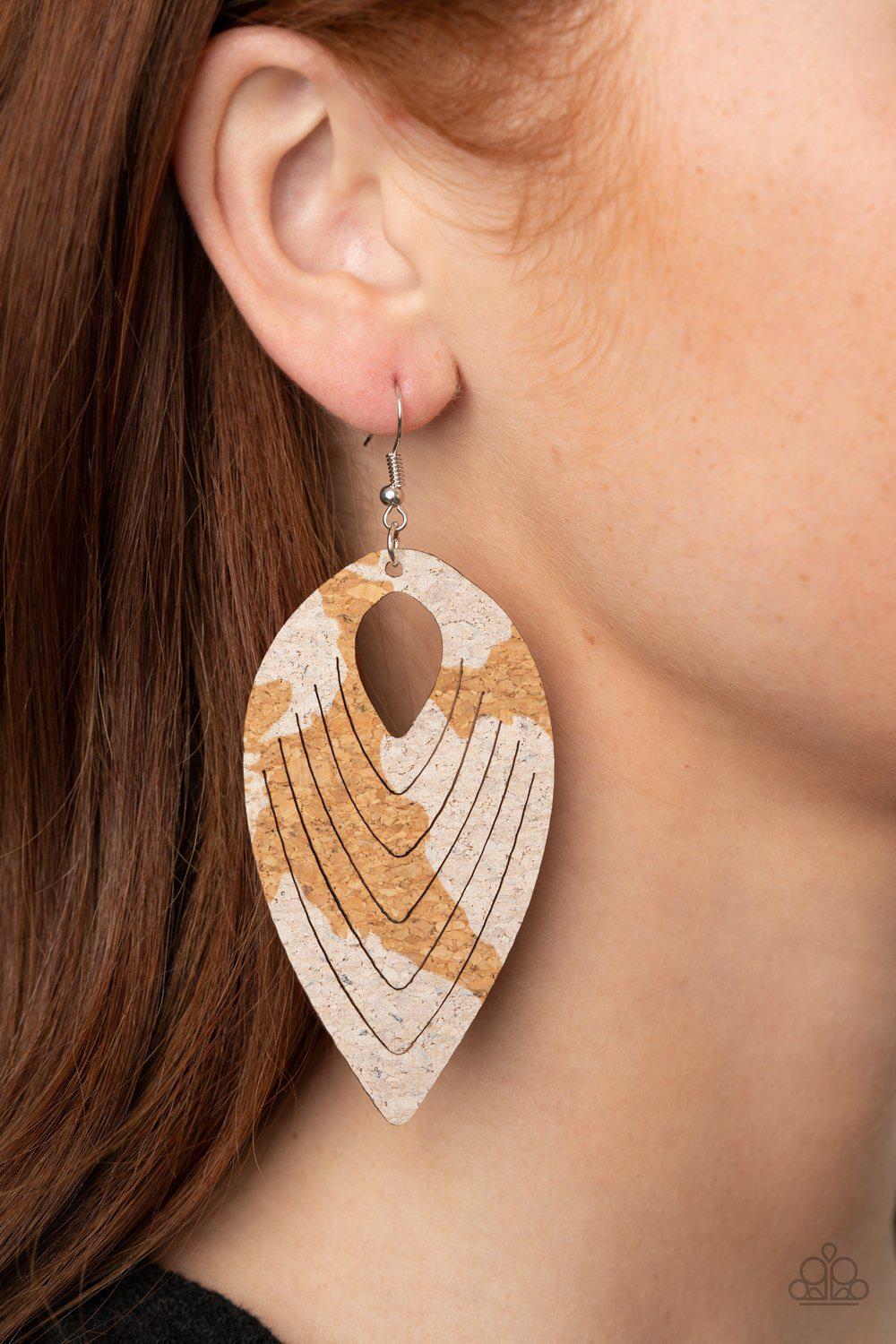 Cork Cabana - White Earring - Paparazzi - Dare2bdazzlin N Jewelry