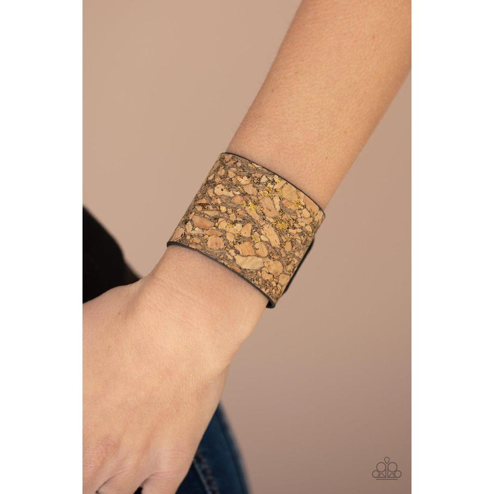 Cork Congo - Brass Urban Bracelet - Paparazzi - Dare2bdazzlin N Jewelry