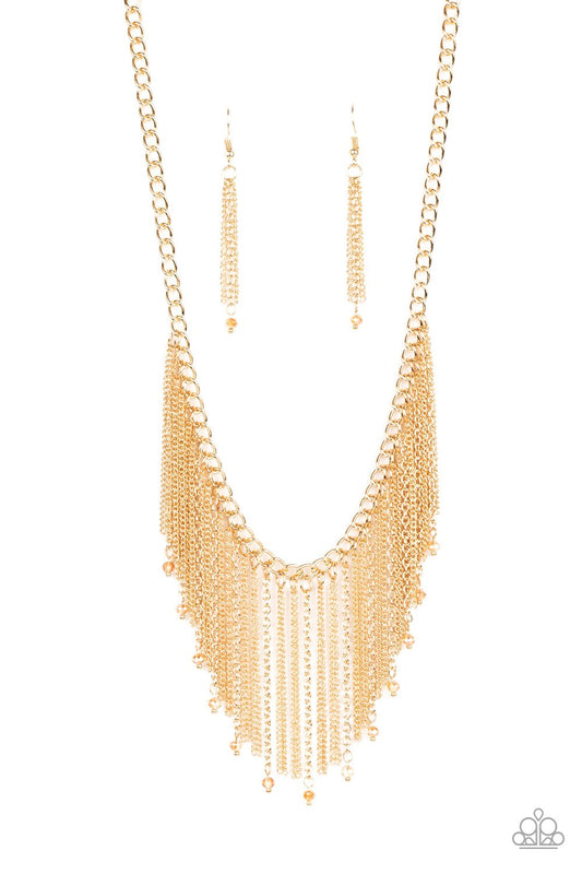 Cue The Fireworks - Gold Necklace - Paparazzi - Dare2bdazzlin N Jewelry