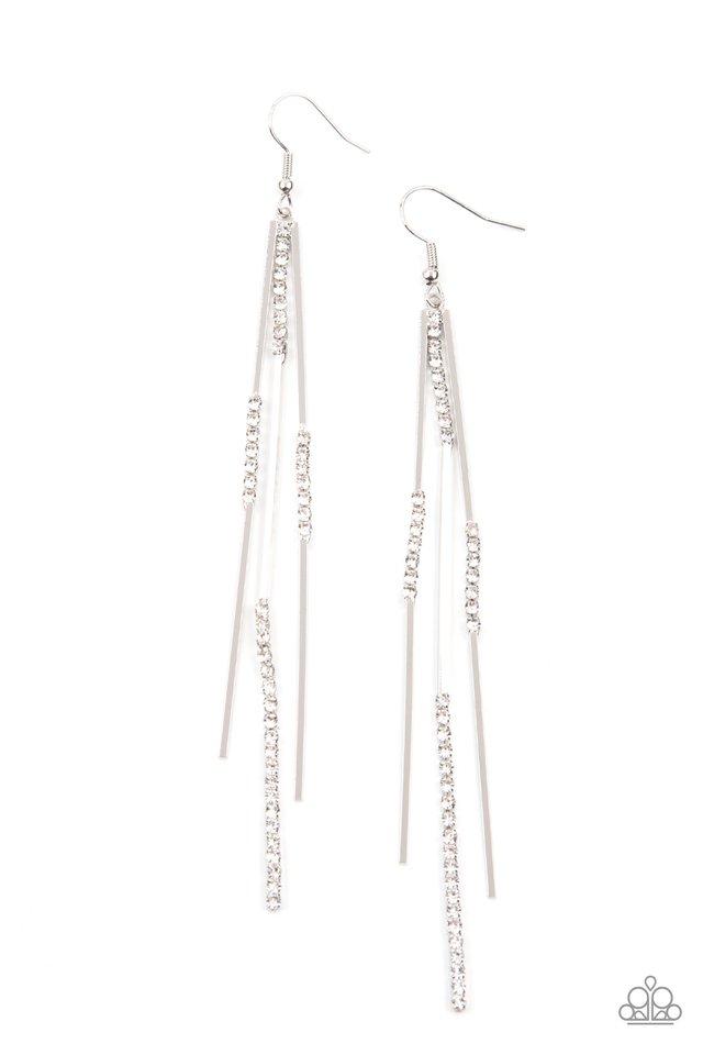 Dainty Dynamism White Earring - Paparazzi - Dare2bdazzlin N Jewelry