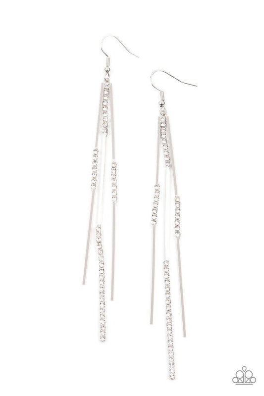 Dainty Dynamism White Earring - Paparazzi - Dare2bdazzlin N Jewelry