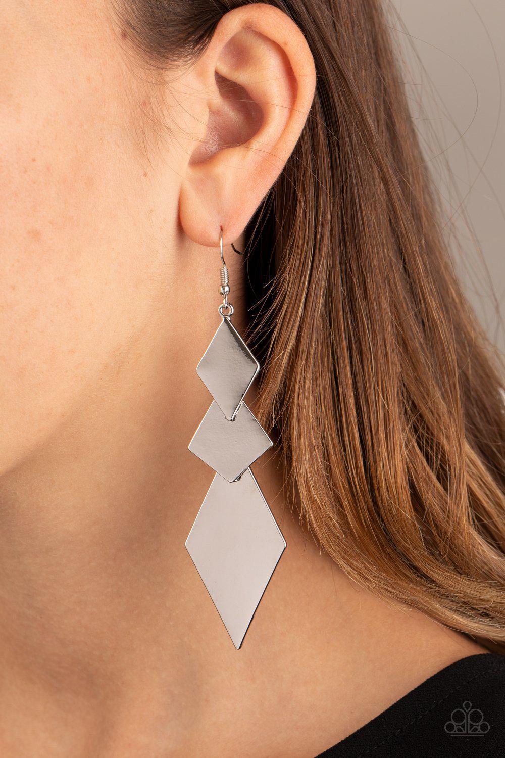 Danger Ahead - Silver Earring - Paparazzi - Dare2bdazzlin N Jewelry
