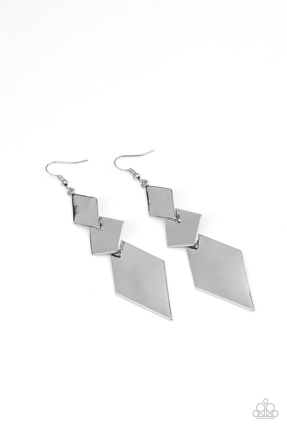 Danger Ahead - Silver Earring - Paparazzi - Dare2bdazzlin N Jewelry