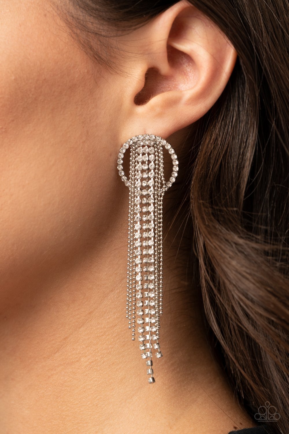 Dazzle by Default White Post Earring - Paparazzi - Dare2bdazzlin N Jewelry