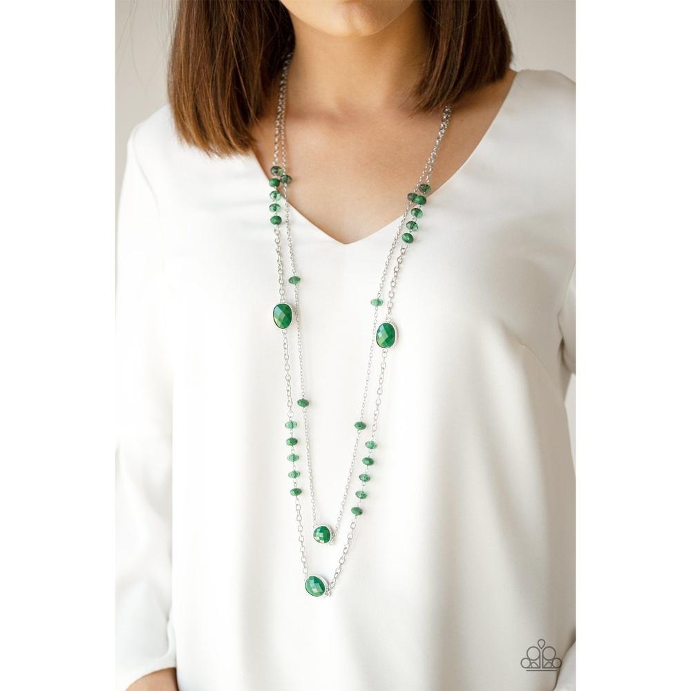 Dazzle The Crowd Green Necklace - Paparazzi - Dare2bdazzlin N Jewelry