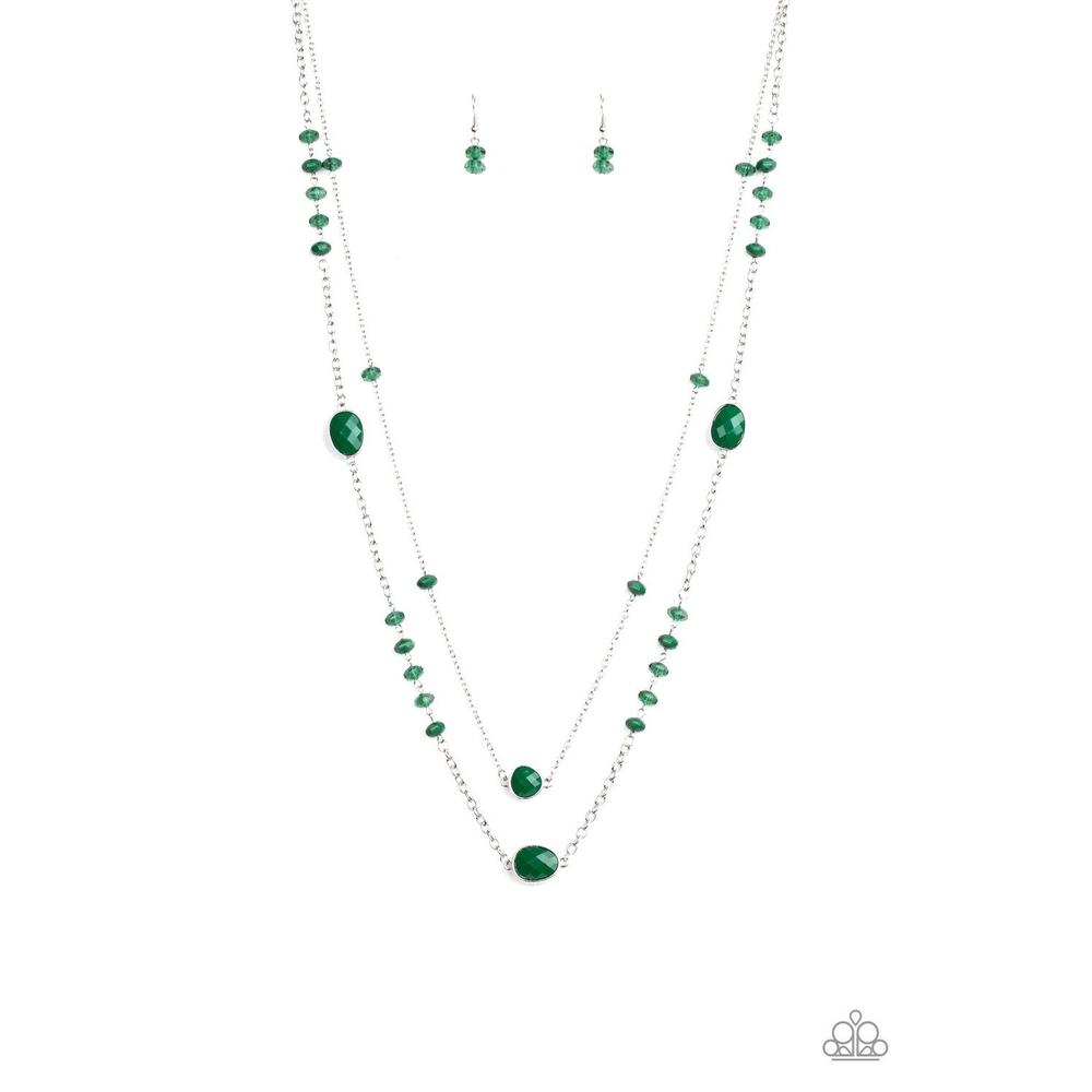Dazzle The Crowd Green Necklace - Paparazzi - Dare2bdazzlin N Jewelry