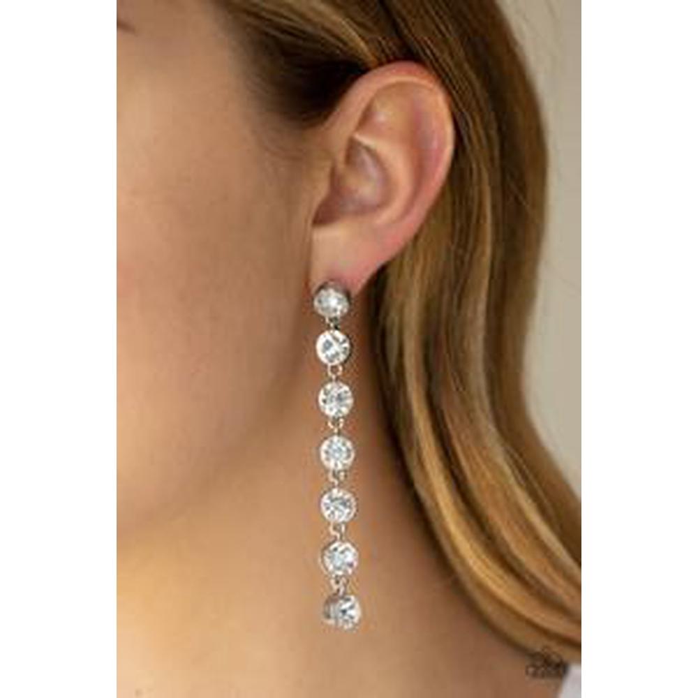 Dazzling Debonair - White Earrings - Paparazzi - Dare2bdazzlin N Jewelry