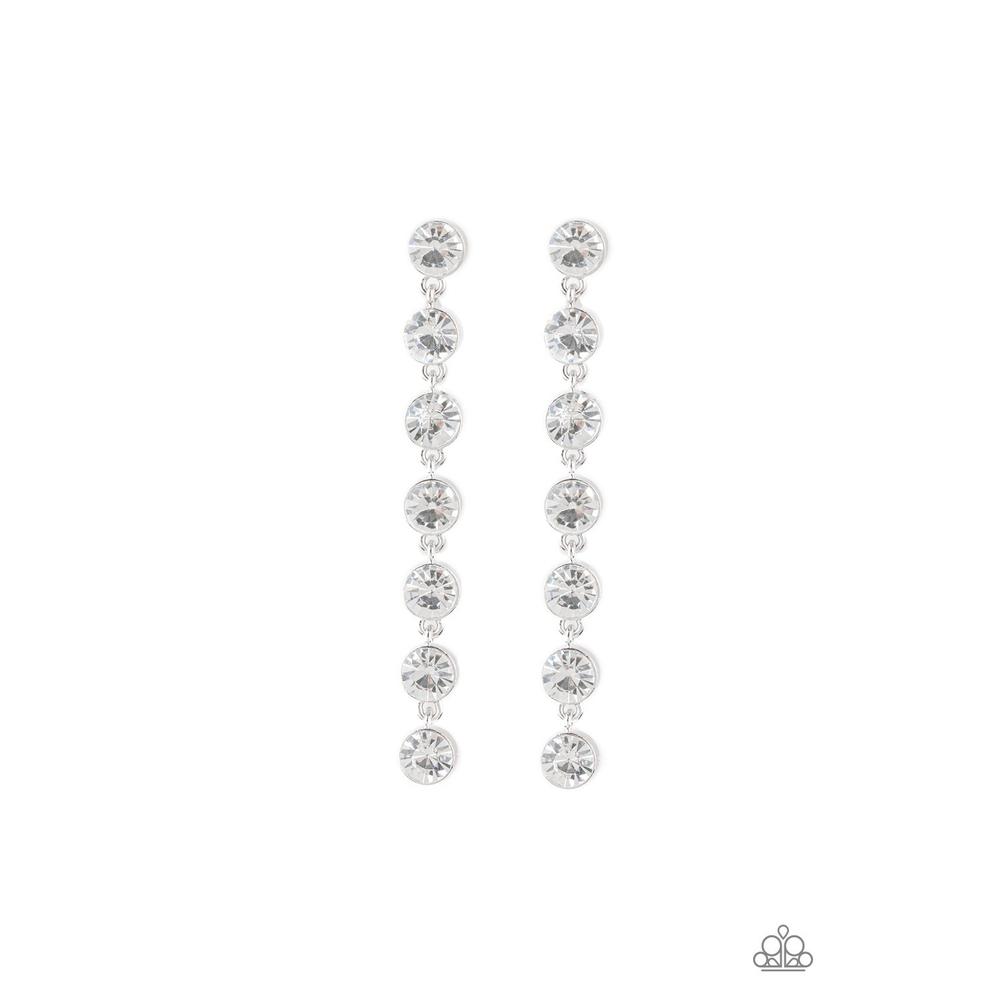 Dazzling Debonair - White Earrings - Paparazzi - Dare2bdazzlin N Jewelry
