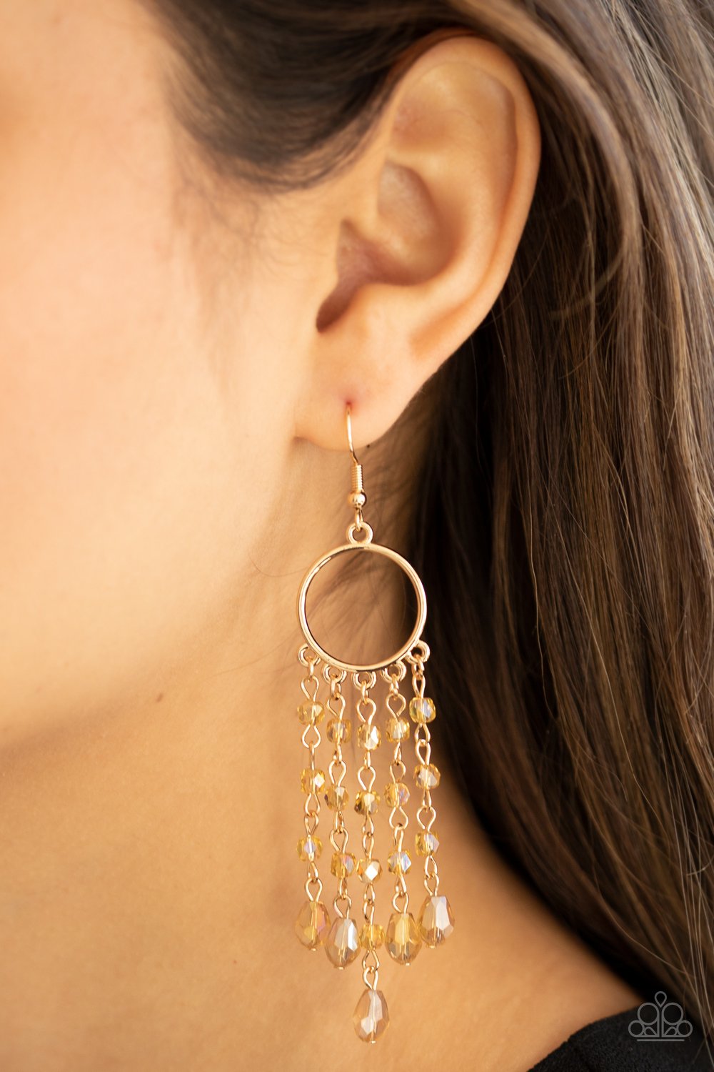 Dazzling Delicious - Gold Earring - Paparazzi - Dare2bdazzlin N Jewelry