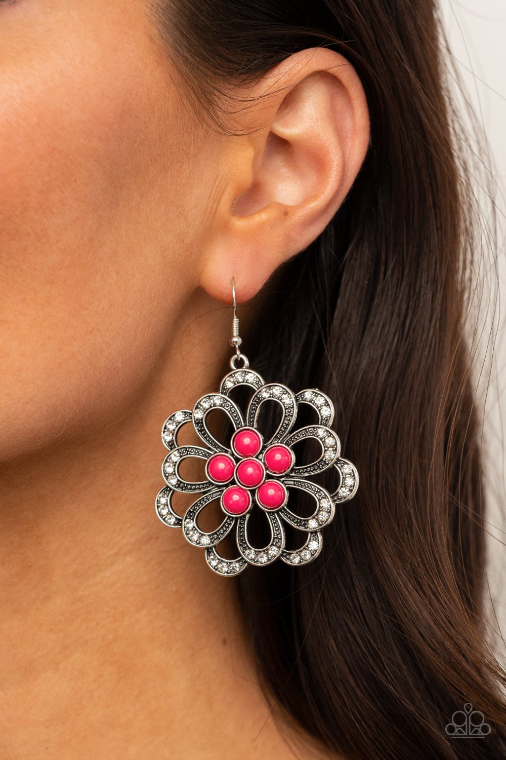 Dazzling Dewdrops - Pink Earring - Paparazzi - Dare2bdazzlin N Jewelry