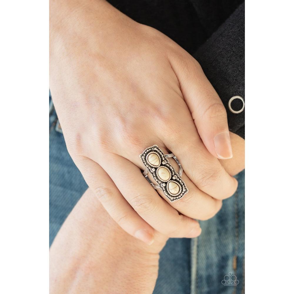 Desert Destiny - White Ring - Paparazzi - Dare2bdazzlin N Jewelry