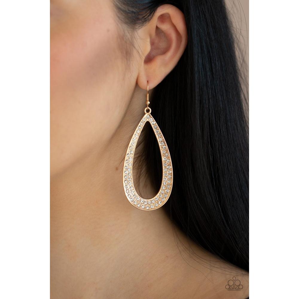 Diamond Distraction - Gold Earrings - Paparazzi - Dare2bdazzlin N Jewelry