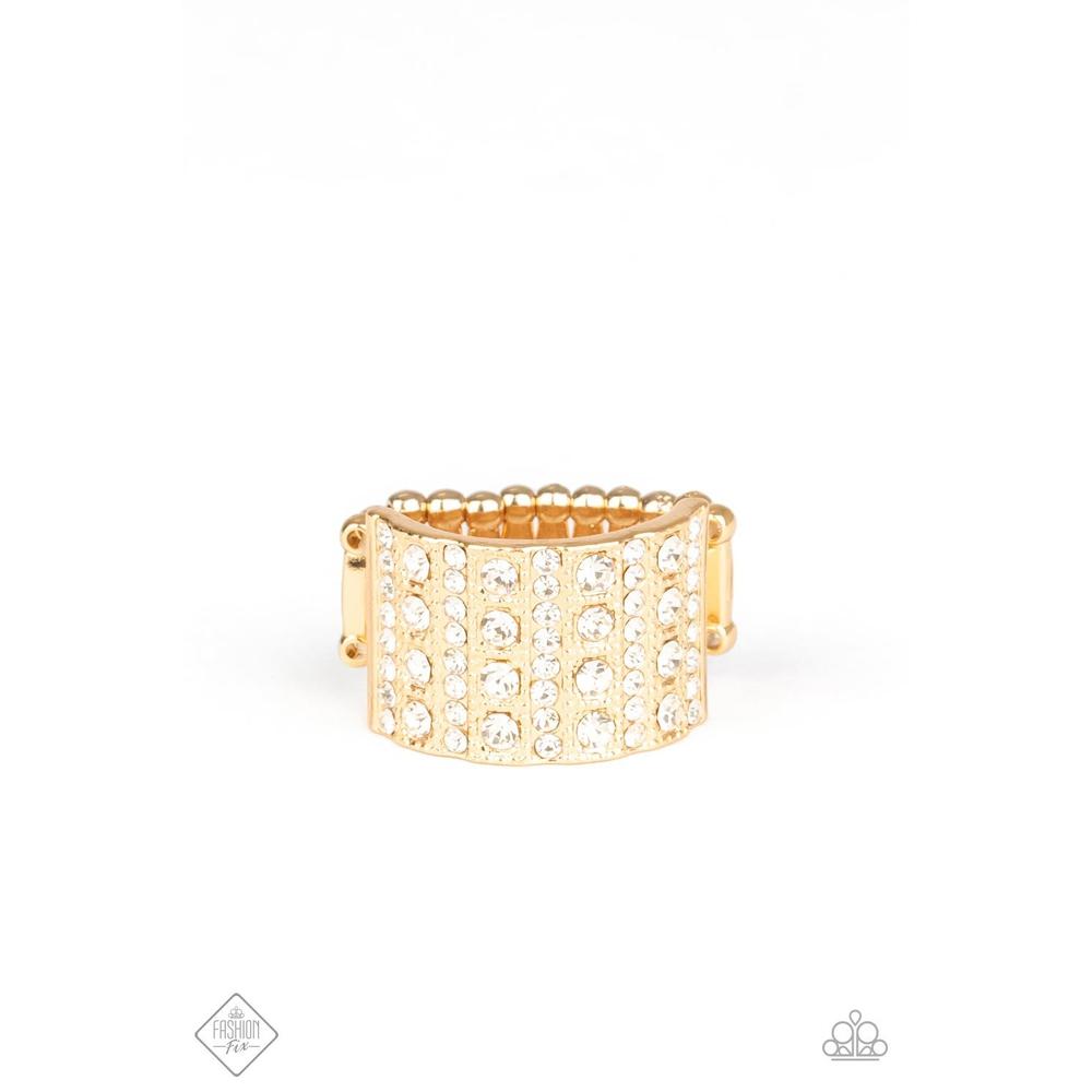 Diamond Drama Gold Ring - Paparazzi - Dare2bdazzlin N Jewelry