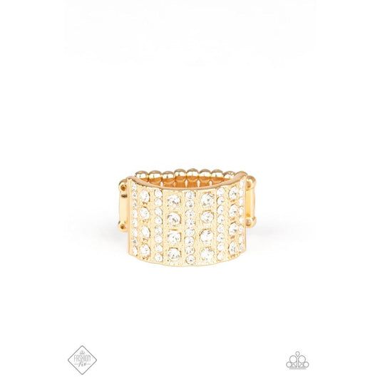 Diamond Drama Gold Ring - Paparazzi - Dare2bdazzlin N Jewelry