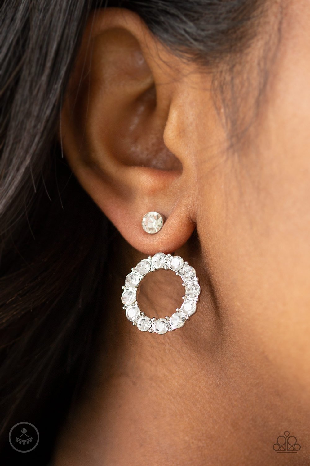 Diamond Halo - White Earring - Paparazzi - Dare2bdazzlin N Jewelry