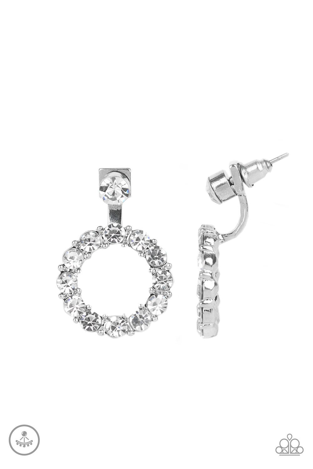 Diamond Halo - White Earring - Paparazzi - Dare2bdazzlin N Jewelry