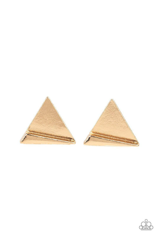 Die TRI-ing - Gold Earring - Paparazzi - Dare2bdazzlin N Jewelry