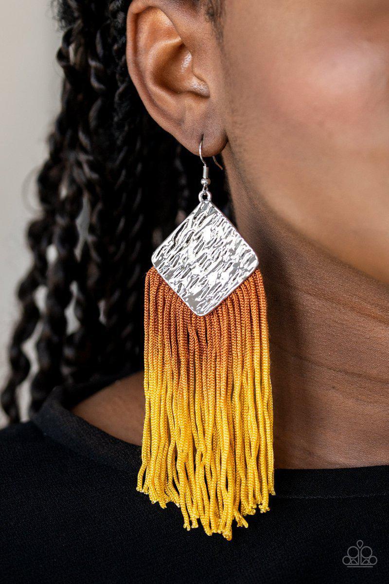 DIP The Scales Yellow Earring - Paparazzi - Dare2bdazzlin N Jewelry