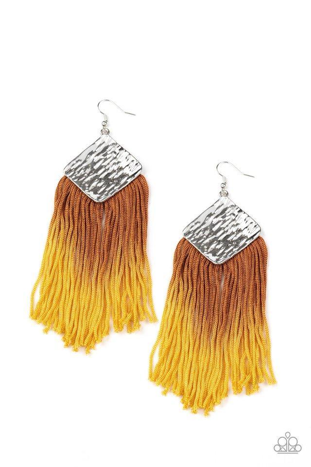 DIP The Scales Yellow Earring - Paparazzi - Dare2bdazzlin N Jewelry