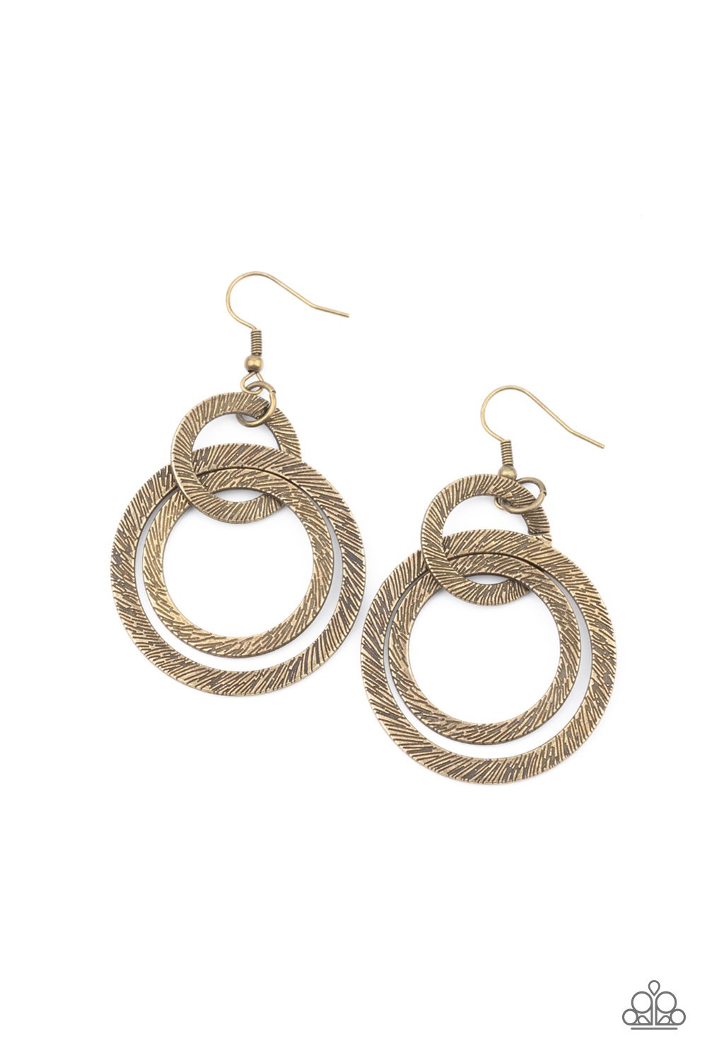 Distractingly Dizzy - Brass Earring - Paparazzi - Dare2bdazzlin N Jewelry