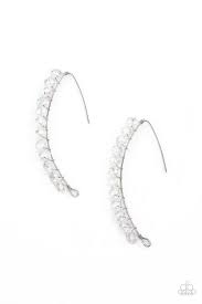 GLOW Hanging Fruit White Earring - Paparazzi - Dare2bdazzlin N Jewelry