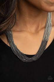 Metallic Merger Black Necklace - Paparazzi - Dare2bdazzlin N Jewelry