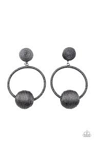 Social Sphere Black Post Earring - Paparazzi - Dare2bdazzlin N Jewelry