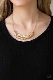 Flight Of FANCINESS Gold Necklace - Paparazzi - Dare2bdazzlin N Jewelry