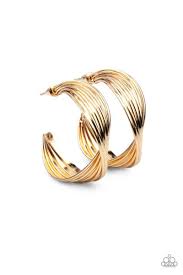 Curves In All The Right Places Gold Earring - Paparazzi - Dare2bdazzlin N Jewelry