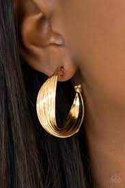 Curves In All The Right Places Gold Earring - Paparazzi - Dare2bdazzlin N Jewelry