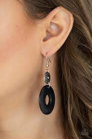 Earthy Epicenter Black Earring - Paparazzi - Dare2bdazzlin N Jewelry