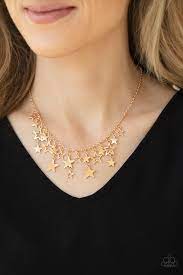 Stellar Stardom Gold Necklace - Paparazzi - Dare2bdazzlin N Jewelry