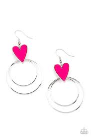 Happily Ever Hearts Pink Earring - Paparazzi - Dare2bdazzlin N Jewelry