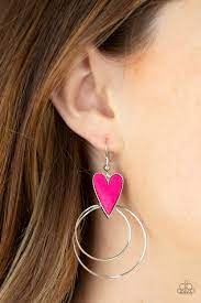 Happily Ever Hearts Pink Earring - Paparazzi - Dare2bdazzlin N Jewelry