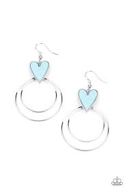 Happily Ever Hearts Blue Earring - Paparazzi - Dare2bdazzlin N Jewelry