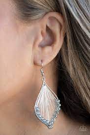 Pulling at My HARP Strings Silver Earring - Paparazzi - Dare2bdazzlin N Jewelry