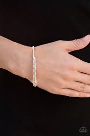 Sleek Sparkle White Bracelet - Paparazzi - Dare2bdazzlin N Jewelry