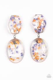 Flaky Fashion Orange Post Earring - Paparazzi - Dare2bdazzlin N Jewelry