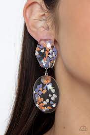 Flaky Fashion Orange Post Earring - Paparazzi - Dare2bdazzlin N Jewelry