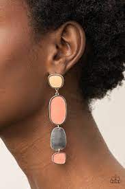 All Out Allure Orange Post Earring - Paparazzi - Dare2bdazzlin N Jewelry