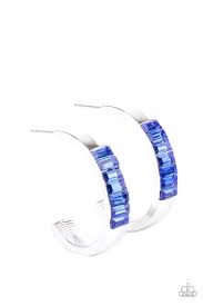 Bursting With Brilliance Blue Hoop Earring - Paparazzi - Dare2bdazzlin N Jewelry