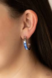Bursting With Brilliance Blue Hoop Earring - Paparazzi - Dare2bdazzlin N Jewelry