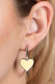 Kiss Up Yellow Hoop Earring - Paparazzi - Dare2bdazzlin N Jewelry