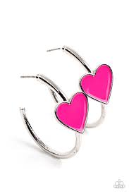 Kiss-Up Pink Hoop Earring - Paparazzi - Dare2bdazzlin N Jewelry
