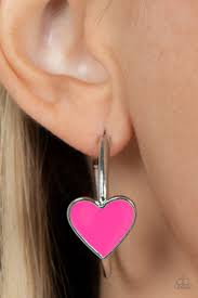 Kiss-Up Pink Hoop Earring - Paparazzi - Dare2bdazzlin N Jewelry