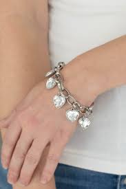 Candy Heart Charmer White Bracelet - Paparazzi - Dare2bdazzlin N Jewelry