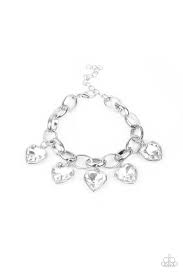 Candy Heart Charmer White Bracelet - Paparazzi - Dare2bdazzlin N Jewelry